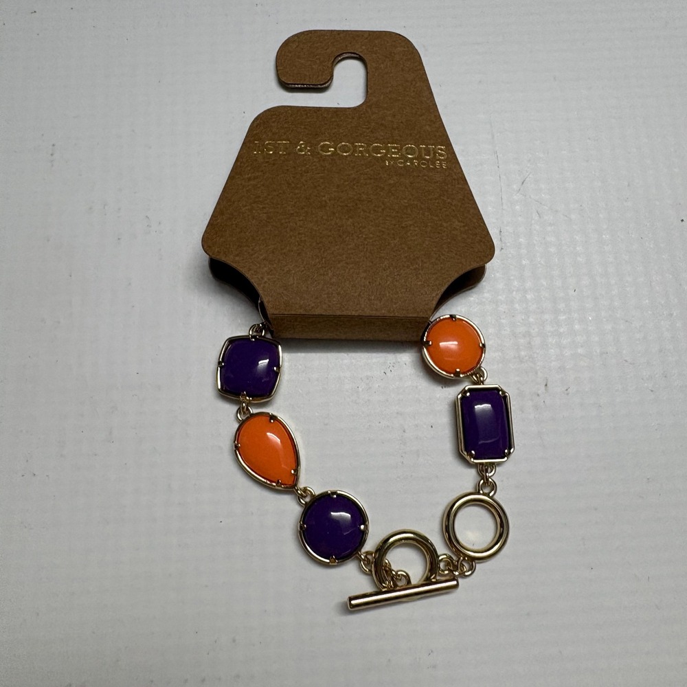 Wholesale Lot of 9 NEW Carolee Purple Orange‎ Stone Gold Tone Toggle Bracelet